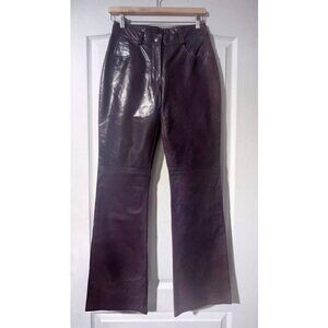 Rudsak | Women’s Bootcut Leather Pants In Eggplant With Faded Finish